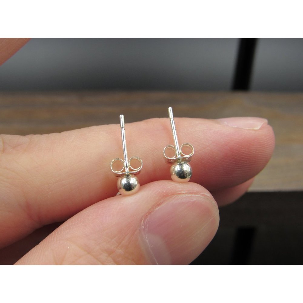 Sterling Silver Simple Cube Crystal Dangle Earrin… - image 3